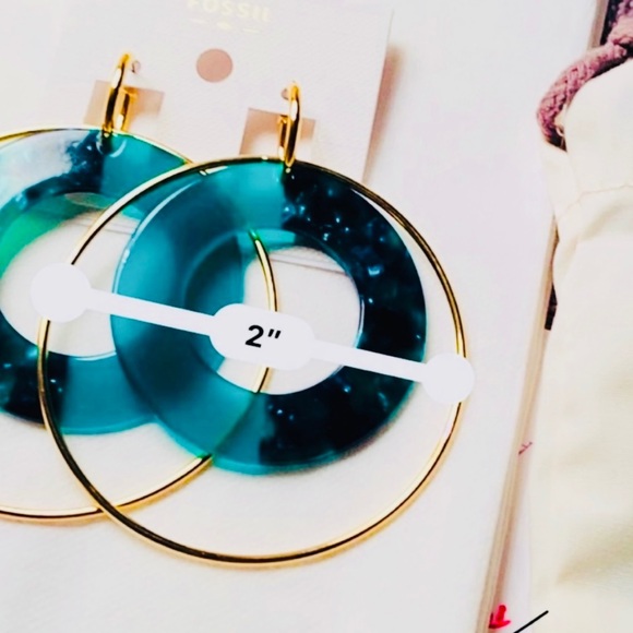 Fossil Green Acetate Hoop Earrings - Picture 2 of 5